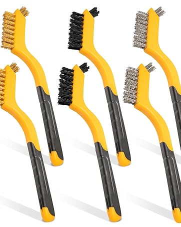 Wire Brush Set, 6 Pcs Brass/Stainless Steel/Nylon Wire Brushes