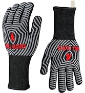 QUWIN BBQ Gloves, Oven Gloves 1472? Extreme Heat Resistant, Grilling Gloves Silicone Non-Slip Ove...