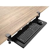 Large Keyboard Tray Under Desk Pull Out with Adjustable C-Clamp, Ergonomic Slide-Out Computer Key...