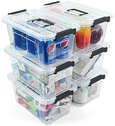 NUMIFUN Plastic Storage Bins with Lids 6 Pack Storage Organizer, 7 Quart Stackable Storage Bins w...