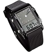 FANMIS Men's Rectangle Dial Sports Wrist Watches with 7 Colors Optional LED Backlight Multifuncti...