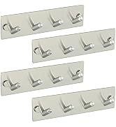 Alise Bathroom Towel Clothes Hook Towel Robe Coat Rack/Rail with 4 Hooks,Wall Drilling or 3M Self...