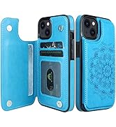 Nvollnoe for iPhone 13 Case with Card Holder Heavy Duty Protective Durable Leather RFID Blocking ...