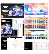 Shuttle Art Watercolor Paint Set, 128 Vibrant Colors with Metallic Shades, Travel Watercolor Set ...