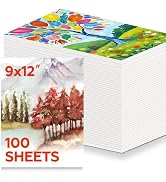 100 Sheets Watercolor Paper Bulk,9 x 12 Inch Cold Press 140 lb/300 GSM Water Color Paper for Kids...