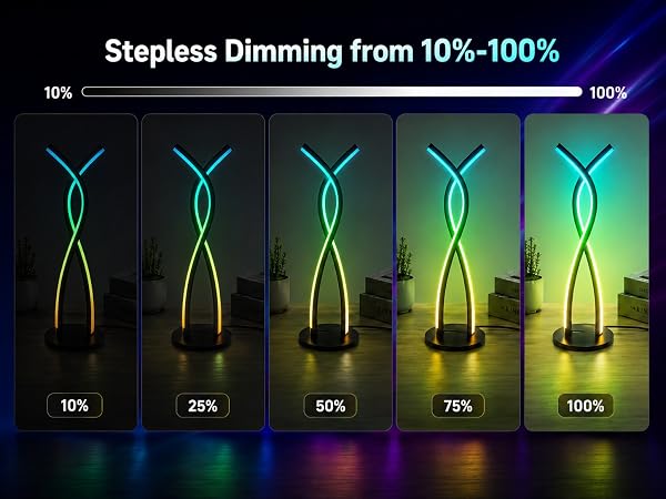 Stepless dimmable RGB LED table lamp, brightness adjustable 10%-100%