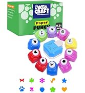 UCEC 3-in-1 Corner Rounder Punch and 10PCS Mini Shape Punches Set, Blue Paper Corner Cutter with ...