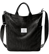 KALIDI Corduroy Tote Bag, Large Messenger Bag Shoulder Hobo Anti Splash Crossbody Zipper Bag Casu...
