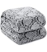 KAWAHOME Faux Fur Blanket King Size Winter Ultra Luxury Soft Cozy Warm Fluffy Plush Faux Rabbit F...