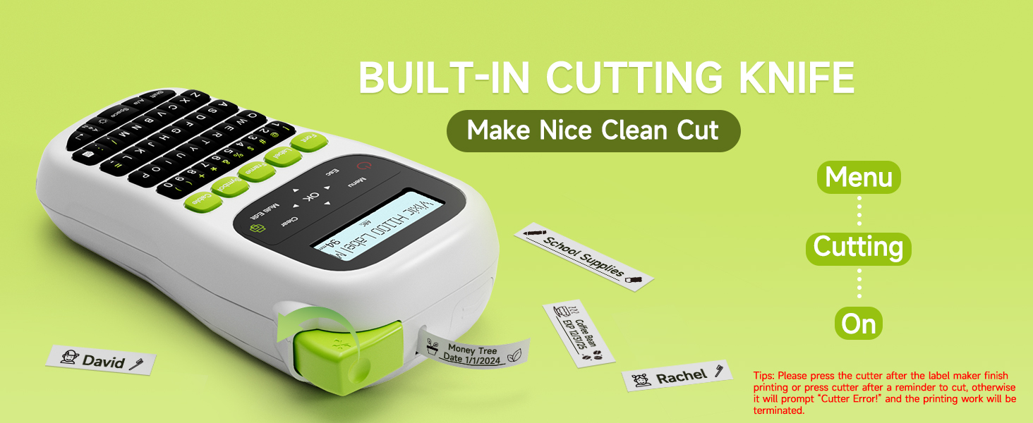 Vixic H1100 label machine featuring cutting knife make nice clean cut home school office