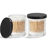 2 Pack Qtip Holder Bathroom Set - Glass Apothecary Jars with Lids, Canisters for Cotton Balls.Swa...