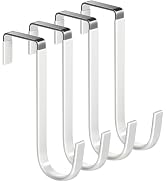 Mars-Rock Over the Door Hooks 4Pcs L=5.5" Fit 1 3/8" Door Steel with White Rubber Coating Hanging...