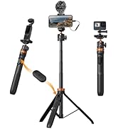 K&F CONCEPT 62'' Phone Selfie Stick Tripod, 2-in-1 Lightweight Extendable Cell Phone Tripod Stand...