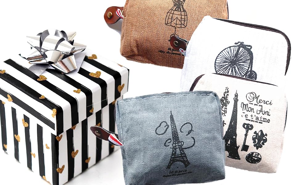 iToolai paris travel souvenir canvas coin purses for friend and family