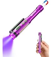 Rechargeable Pen Flashlight with UV Light,Small UV Pen Light with Magnetic Base,Clip on Flashligh...