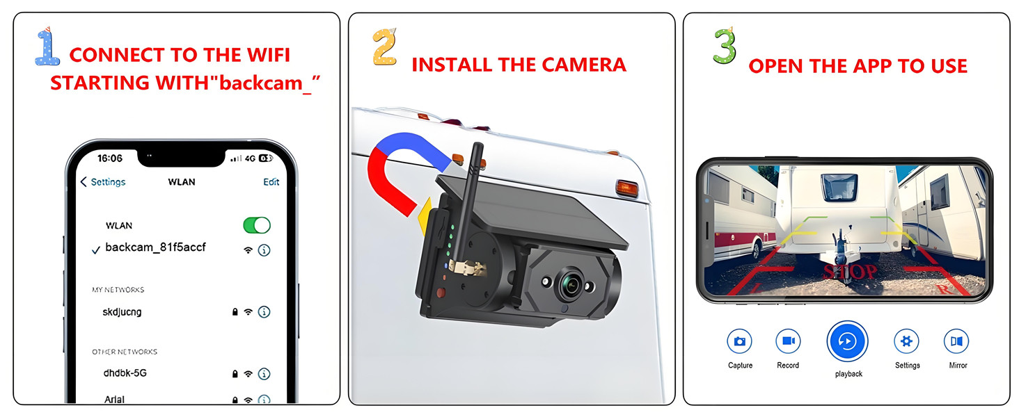 magnetic backup camera installation only takes 3 steps