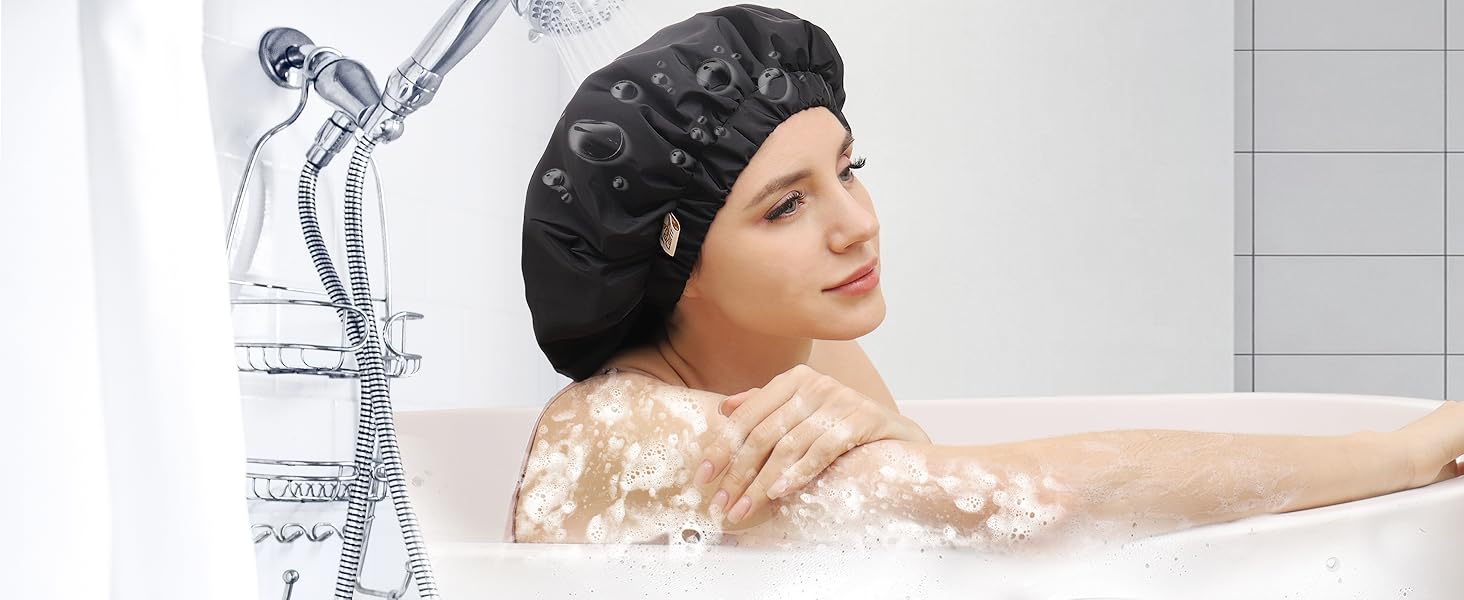 shower caps for women reusable waterproof