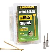LIONMAX Deck Screws 5 Inch, Wood Screws #10 x 5", 300 PCS, Rust Resistant, Exterior Epoxy Coated,...