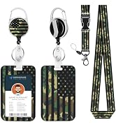 Badge Holder Army Lanyard American Flag USA Camo lanyard for Keys Patriotic Retractable Badge Ree...