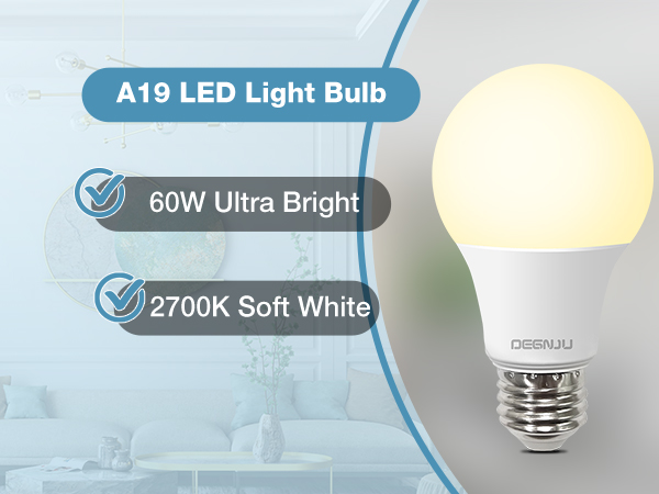 degnju a19 led light bulbs soft white 60w
