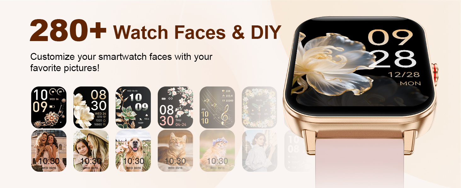 Customizable Smart Watch Faces with 280+ Designs and DIY Photo Option