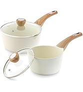 SENSARTE 1.5 & 2.5 Quart Ceramic Sauce Pan Sets with Lid, Cooking Pots Set, Nonstick Saucepan Set...