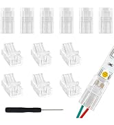 VIPMOON 12Pcs 2 PIN LED Light Strip Connectors 8mm Wide Unwired Gapless Solderless Strip to Wire ...