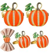Kichvoe 4pcs Halloween Napkin Rings Holder Pumpkin Napkin Rings Napkin Buckle for Thanksgiving Ha...