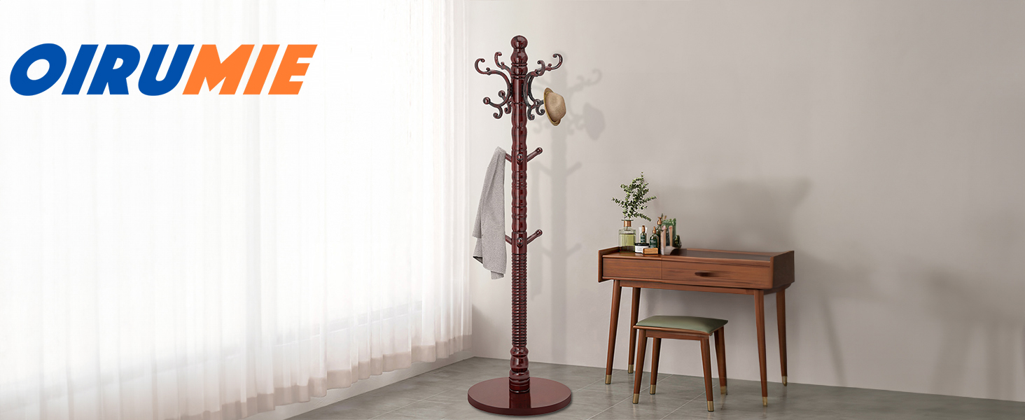 wooden coat rack stand