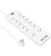 Power Strip, HITRENDS Surge Protector with 12 Outlets and 4 USB Ports (5V/2.4A) & 1 USB-C Port (5...