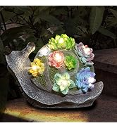 pearlstar Garden Statues Snails Figurine - Solar Powered Resin Animal Sculpture, Waterptoof Light...