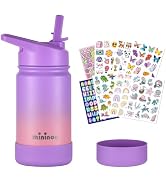 mininoo Kids Water Bottle for School, 12oz Stainless Steel Insulated Water Bottle Kids with Straw...
