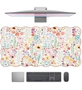 Floral Desk Mat, Cute XXL Large Scalloped Mouse Pads Gaming Desk Pad, Keyboard Pad Desk Matt Comp...