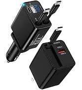 Retractable Car Charger USB-C for Samsung Galaxy S26 Ultra S26+ S25 S24 Apple iPhone 17e 17 Pro M...