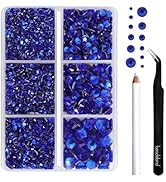BEADSLAND Hotfix Rhinestones, 4000 PCS Dark Blue Rhinestones for Clothes Crafts Mixed 6 Sizes wit...