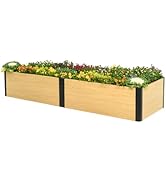 Vego garden Woodgrain Series Raised Garden Bed, 16'' Tall 2' x 8' Wooden-Look Metal Planter Box O...