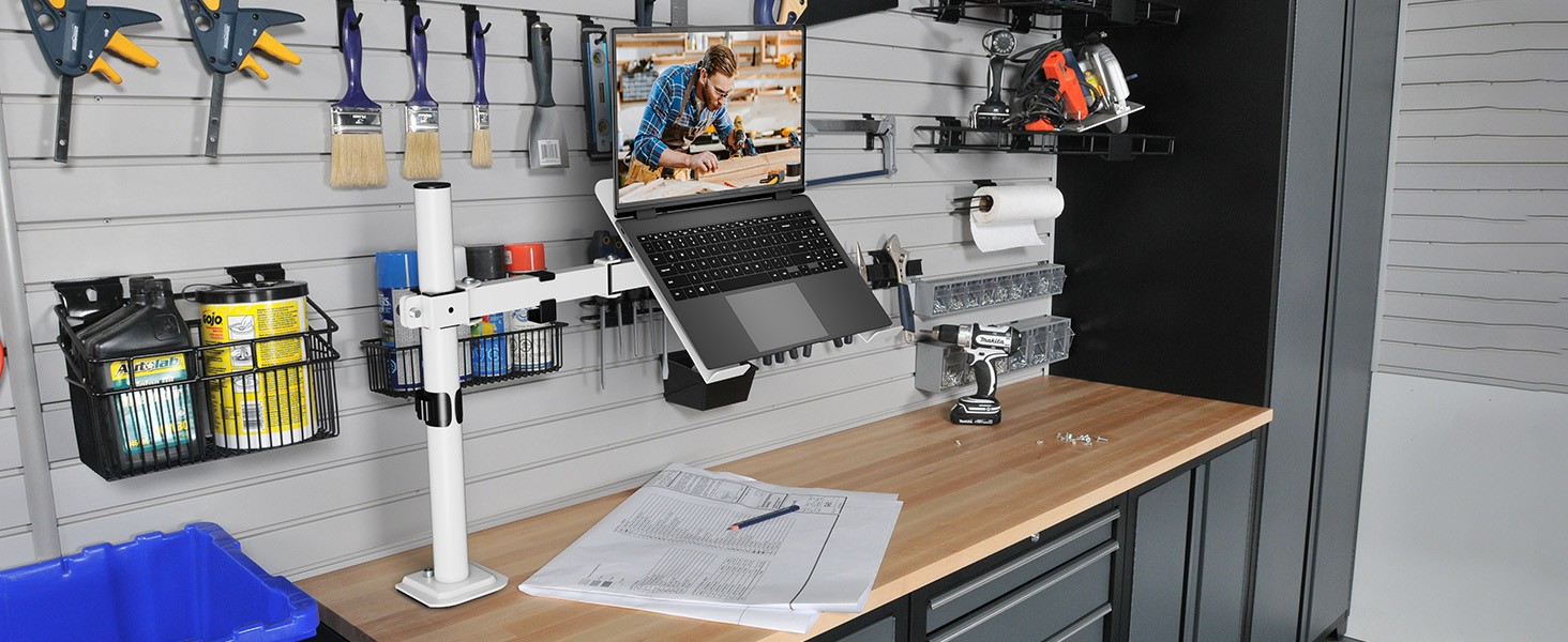laptop tray desk mount used in workbench