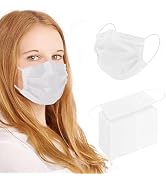 100Pcs White Disposable Face Mask, 3 Ply Masks with Soft Elastic Ear loops