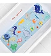 Baby Bath Mat, Cartoon Kids Bathtub Mat Non Slip for Toddler Bath Shower Anti Slip, 40In X 16In B...