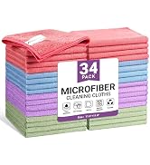SIFANGKE Microfiber Cleaning Cloth, 34 Pack Assorted Color Cleaning Rags for Housekeeping, Colorf...