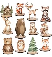 FYSUIMU 12Pcs Woodland Animal Table Centerpiece Forest Animal Wood Tabletop Detachable Sign Rusti...