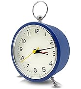 Analog Alarm Clock with Night Light for Kids, 4" Vintage Silent Non-Ticking Tabletop Clock for Sh...