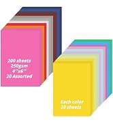 Oleitodh 4" x 6" Cardstock, 200 Pack Colorful Thick Paper Cardstock Blank Colored Cards Stock for...