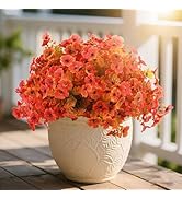 Powbrace 14 Bunch Outdoor Artificial Flowers with Plastic Plants Eucalyptus Faux Flowers, Outdoor...