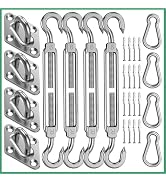Sun Shade Sail Hardware Kit: 6 Inch Stainless Steel Sun Sail Hardware Kit for Triangle & Rectangl...