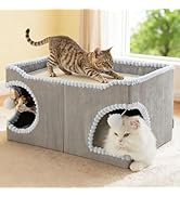 Bedsure Cute Cat Scratcher House for Indoor Cats - Extra Wide Cat Scratch House with Large Remova...