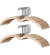 StorageWorks Wooden Hangers 12 Pack, Wood Coat Hanger with No Bump Shoulder, Short Neck Space Sav...