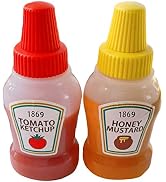 2 Pcs Mini Ketchup Bottles, 25ml Refillable Condiment Squeeze Bottle Salad Dressing Tomato Ketchu...