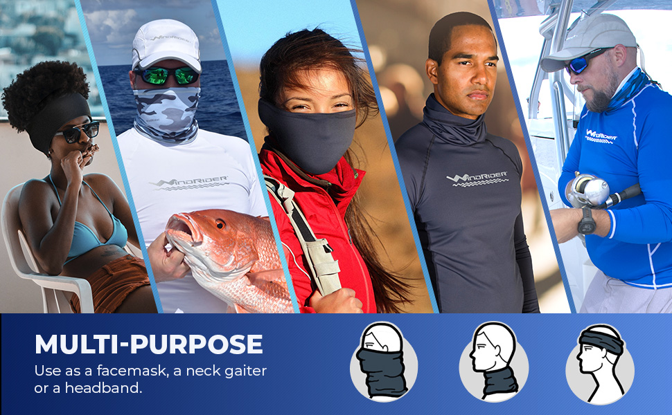 Multi-purpose face mask, neck gaiter, and headband for neck sun protection for men and wind gaiter.