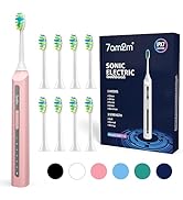 7AM2M Sonic Electric Toothbrush, High Power Rechargeable Toothbrushes, with 8 Brush Heads for Adu...